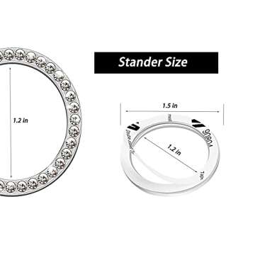 Generic Car Interior Emblem Crystal Ring Sticker Key Ignition Starter and Knob Bling Ring Push to Start Button Car Crystal Rhinestone Ring Female Accessories Unique Gift Silver 1 5x1 5x0 12