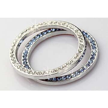 Generic Car Interior Emblem Crystal Ring Sticker Key Ignition Starter and Knob Bling Ring Push to Start Button Car Crystal Rhinestone Ring Female Accessories Unique Gift Silver 1 5x1 5x0 12