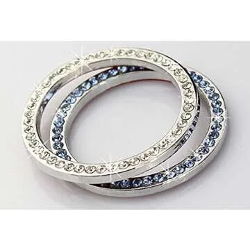 Generic Car Interior Emblem Crystal Ring Sticker Key Ignition Starter and Knob Bling Ring Push to Start Button Car Crystal Rhinestone Ring Female Accessories Unique Gift Silver 1 5x1 5x0 12