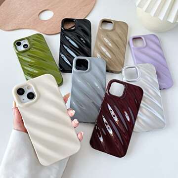 Caseative for iPhone 13 - Water Ripple Pattern Protective Case in White