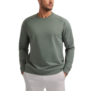 CRZ YOGA Mens Crewneck Sweatshirts French Terry Athletic Workout Sweat Shirts Casual Pullover Tops w...