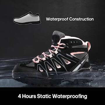 NORTIV 8 Womens Waterproof Hiking Boots Low Top Lightweight Outdoor Trekking Camping Trail Hiking Bo...
