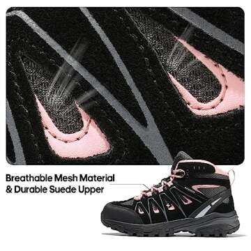 NORTIV 8 Womens Waterproof Hiking Boots Low Top Lightweight Outdoor Trekking Camping Trail Hiking Boots Size 7 M US SNHB211W, Black/Pink