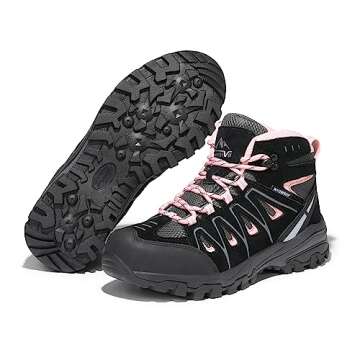 NORTIV 8 Womens Waterproof Hiking Boots Low Top Lightweight Outdoor Trekking Camping Trail Hiking Boots Size 7 M US SNHB211W, Black/Pink