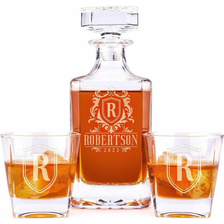 Personalized Whiskey Decanter Set - Custom Gifts for Men