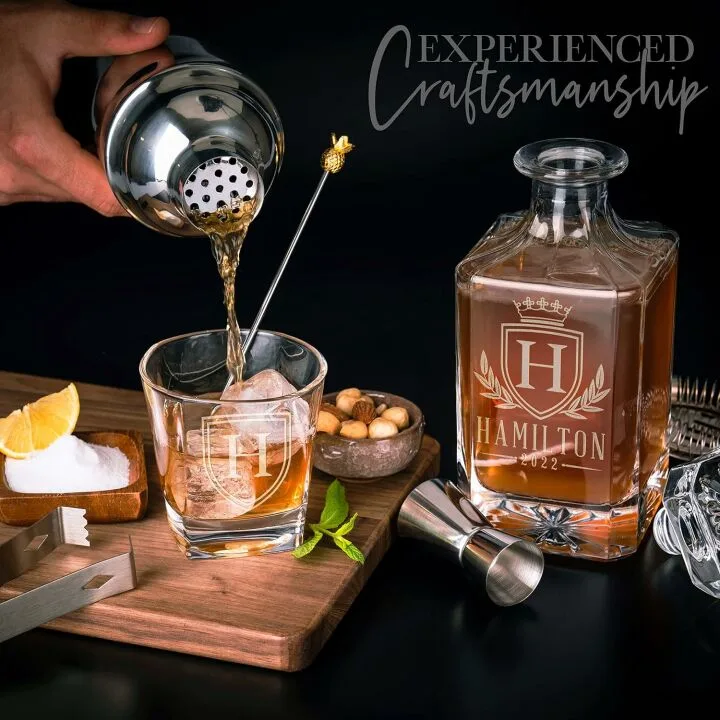 Personalized Whiskey Decanter Set - Custom Gifts for Men