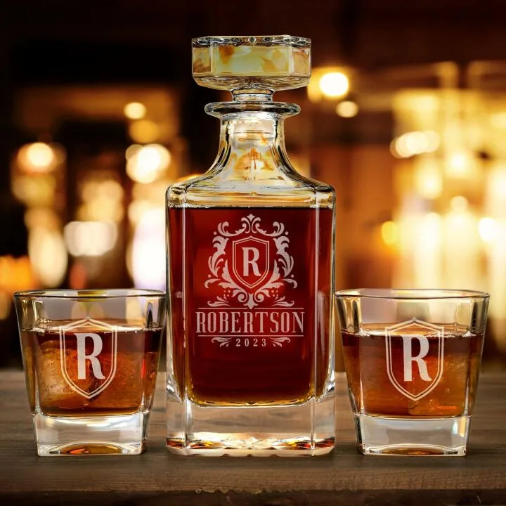 Personalized Whiskey Decanter Set - Custom Gifts for Men