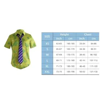 DAZCOS Hawaiian Green Floral Shirt & Purple Tie for Men