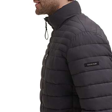 Calvin Klein Men's Classic Packable Down Jacket, Iron, Medium