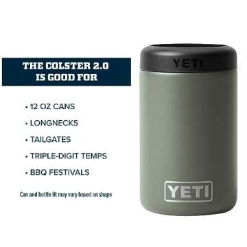 YETI Rambler 12 oz. Colster Can Insulator for Standard Size Cans, Camp Green (NO CAN INSERT)