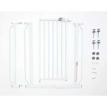 Regalo Easy Step 36" Extra Tall Walk Thru Baby Gate, Includes 4-Inch Extension Kit, 4 Pack of Pressure Mount Kit and 4 Pack Wall Cups and Mounting Kit, White
