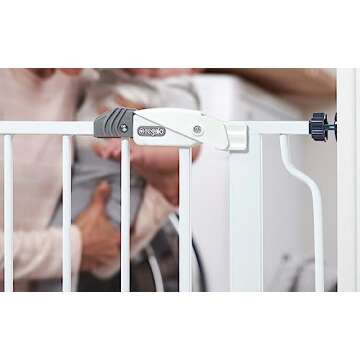 Regalo Easy Step 36" Extra Tall Walk Thru Baby Gate, Includes 4-Inch Extension Kit, 4 Pack of Pressure Mount Kit and 4 Pack Wall Cups and Mounting Kit, White