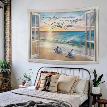 yowecso Coastal Sunrise Tapestry for Beach Aesthetic Decor