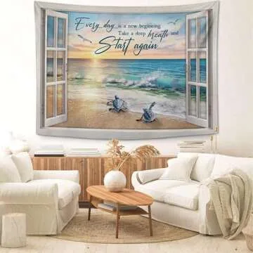 yowecso Coastal Sunrise Tapestry for Beach Aesthetic Decor