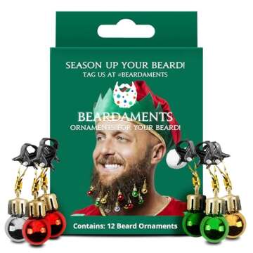 Beardaments Beard Ornaments for Men Colorful Christmas Baubles - Easy-Attach Funny Christmas Ornamen...
