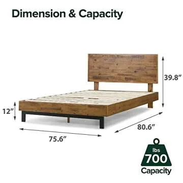 ZINUS Tricia Wood Platform Bed Frame with Adjustable Headboard, Wood Slat Support with No Box Spring Needed, Easy Assembly, King