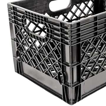 Juggernaut Storage 3-Pack Stackable Heavy Duty Crates with Handles, 24 Qt, Black