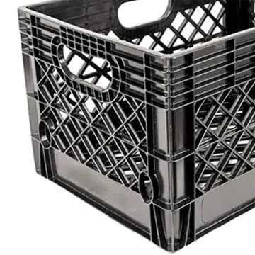 Juggernaut Storage 3-Pack Stackable Heavy Duty Crates with Handles, 24 Qt, Black