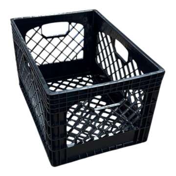 Juggernaut Storage 3-Pack Stackable Heavy Duty Crates with Handles, 24 Qt, Black