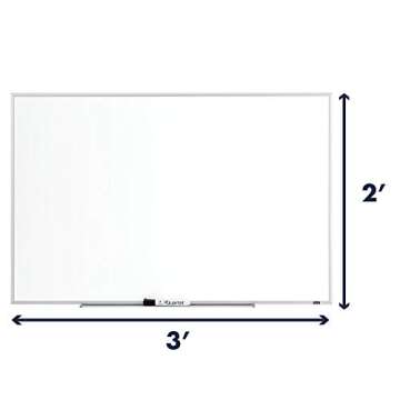 Quartet Whiteboard, 2’ x 3’ Dry Erase Board, White Board for Home Office, Classroom & Home School Supplies, Includes 1 Dry Erase Marker & Detachable Marker Tray, Aluminum Frame, Non-Magnetic (75123)