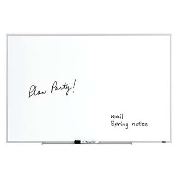 Quartet Whiteboard, 2’ x 3’ Dry Erase Board, White Board for Home Office, Classroom & Home School Supplies, Includes 1 Dry Erase Marker & Detachable Marker Tray, Aluminum Frame, Non-Magnetic (75123)