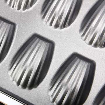 OAMCEG Nonstick Madeleine Pan with Silicone Brush 12 Cavity