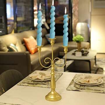 Spiral Taper Candlesticks Blue Candles Stick Twisted Candles H 7.5inch Wax Unscented Dinner Candle D...