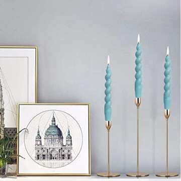 Spiral Taper Candlesticks Blue Candles Stick Twisted Candles H 7.5inch Wax Unscented Dinner Candle Dripless for Home Decor, Relaxation & All Occasions(Blue)