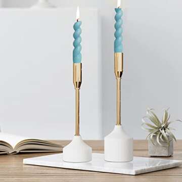 Spiral Taper Candlesticks Blue Candles Stick Twisted Candles H 7.5inch Wax Unscented Dinner Candle Dripless for Home Decor, Relaxation & All Occasions(Blue)