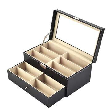 Siveit Stylish 12 Grids Eyewear Organizer Storage Box