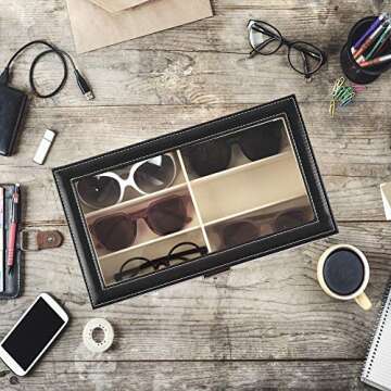 Siveit Stylish 12 Grids Eyewear Organizer Storage Box