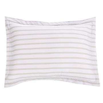 Amazon Basics 3-Piece Lightweight Microfiber Duvet Cover Set with Zipper Closure, King, Taupe Stripe, Striped