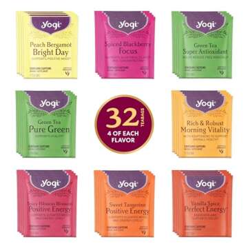 Yogi Organic Tea Energy Sampler Box - 8 Favorite Black & Green Teas (32 Tea Bags) - Assorted Delicio...
