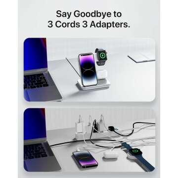 3-in-1 Wireless Charger for iPhone, iWatch, AirPods