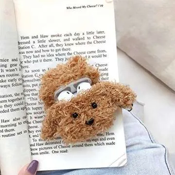 Cute Fluffy Teddy Bear Case for AirPods 1&2 with Keychain