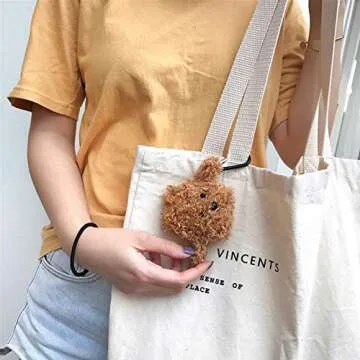 Cute Fluffy Teddy Bear Case for AirPods 1&2 with Keychain