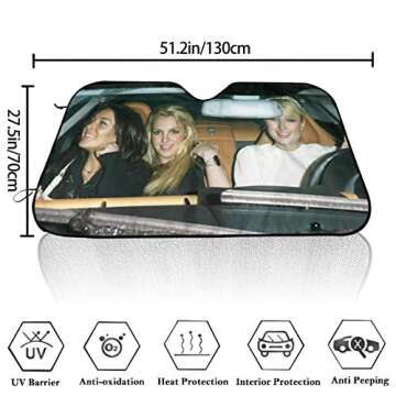 Foldable Car Windshield Sun Shades Universal Fit 51.2" X 27.5"Keep Your Vehicle Cool, Uv Sun and Hea...
