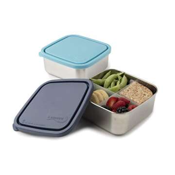 U-Konserve - Divided To-Go, Stainless Steel with Removable Dividers, Multiple Containers in One, Ideal for Lunches, Picnics and Travel, Dishwasher Safe (Medium, Ocean)