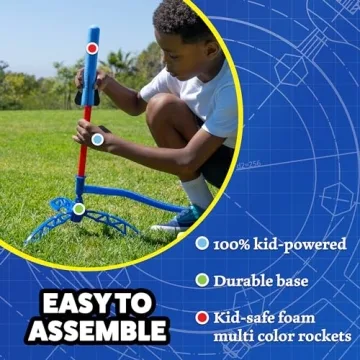 Stomp Rocket Jr Multi-Color Rocket Launcher for Kids, 8 Rockets - Fun Outdoor Kids Gifts for Boys & Girls - STEM Toy Foam Blaster Set Soars Up to 100 Feet - Ages 3 & Up