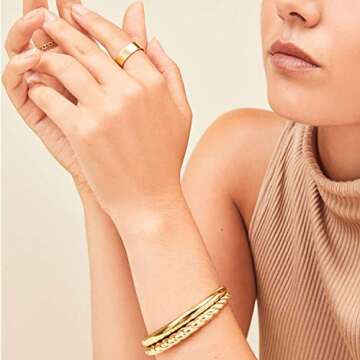 Aojun 14K Gold Filled Ring High Polish Plain Tarnish Resistant Comfort Fit Eternity Wedding Band 1mm 2mm 3mm 4mm 5mm 6mm 8mm Ring for Women Men (Gold-6MM, 7)