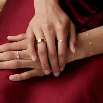 Aojun 14K Gold Filled Ring High Polish Plain Tarnish Resistant Comfort Fit Eternity Wedding Band 1mm 2mm 3mm 4mm 5mm 6mm 8mm Ring for Women Men (Gold-6MM, 7)