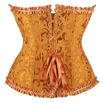 Frawirshau Gold Renaissance Corset Top for Women