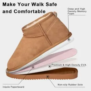 INPAKSA Mini Platform Boots for Women Mini Fashion Boot Ankle Boot Fur Lined Genuine Suede Cozy Plat...