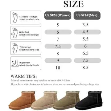 INPAKSA Mini Platform Boots for Women Mini Fashion Boot Ankle Boot Fur Lined Genuine Suede Cozy Platform