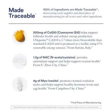 Ritual Fertility Support Supplement 3-in-1 Drink-Mix Formulated to Support Conception Outcomes with Clinically-Studied Ingredients (CoQ10, NAC, Myo-Inositol) and Designed with an OB/GYN. 60 Servings.*