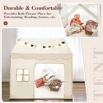 Kids Tent with Lights and Fringe | Stylish Playhouse for All