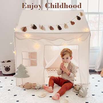 Kids Tent with Lights and Fringe | Stylish Playhouse for All
