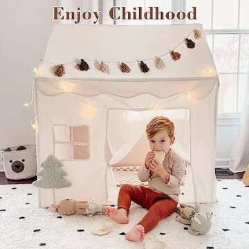 Kids Tent with Lights and Fringe | Stylish Playhouse for All