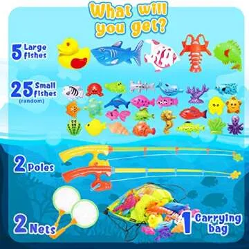 Goody King Magnetic Fishing Game Pool Toys for Kids - Outdoor Indoor Carnival Party Water Bath Toy f...
