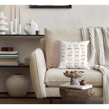 FLDAS Classroom Pillow Covers 18x18, Classroom Pillows for Kids Reading Corner, Toddler Boys Kids Room Nursery Decor, Transportation Alphabet Kids Pillows Decorative Throw Pillows Cover